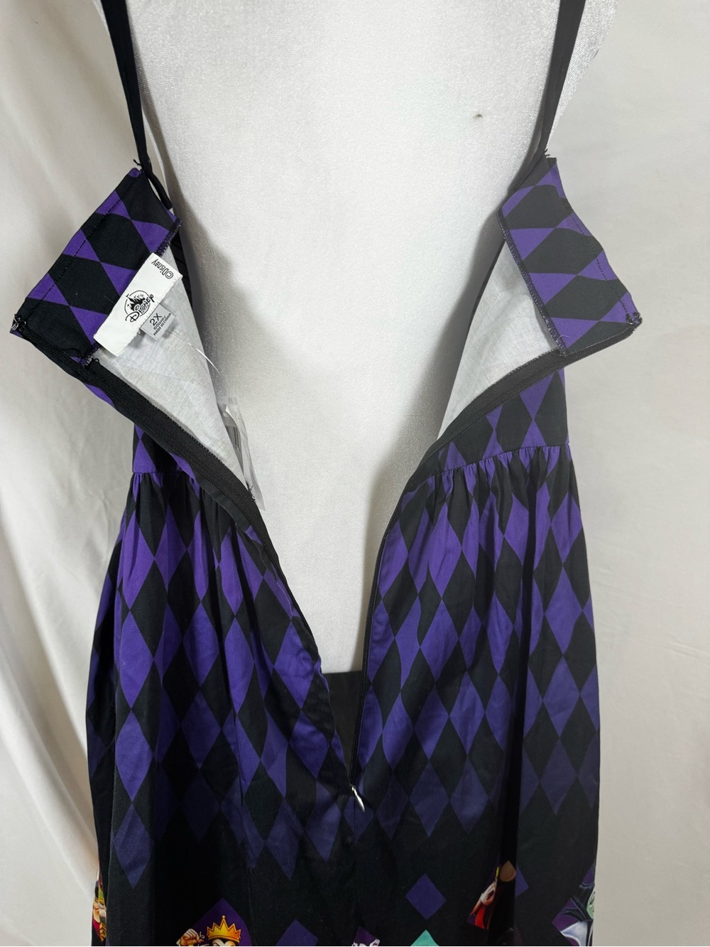 NWTDisney Parks sleeveless fit flair midi dress featuring Disney Villains 2X - Picture 9 of 11